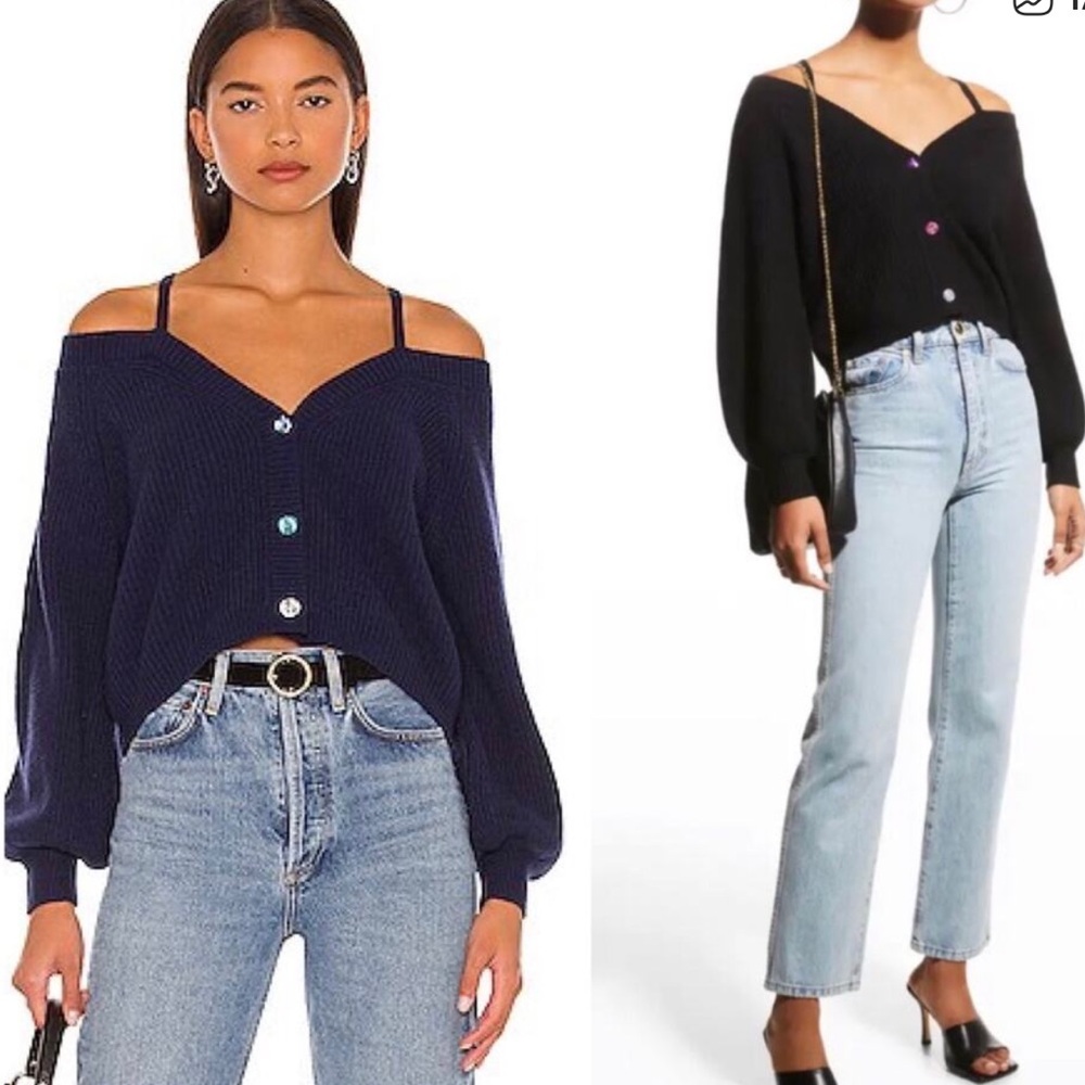 Cami NYC Elizabeth off shoulder Navy Cardigan